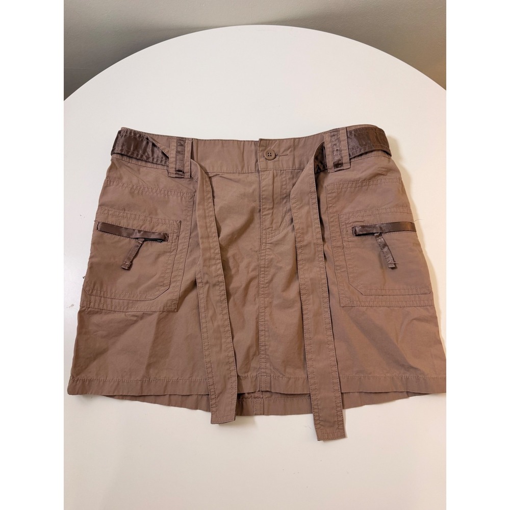 Y2K Old Navy Mini Skirt‎ Women 4 Brown Excellent Cargo Satin Trim Cotton Skirt